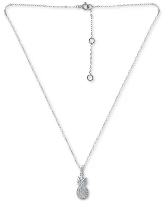 Giani Bernini Cubic Zirconia Pineapple Pendant Necklace in Sterling Silver, 16" + 2" extender, Created for Macy's