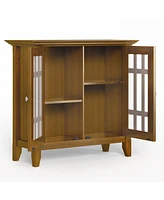 Simpli Home Bedford Solid Wood Low Storage Media Cabinet