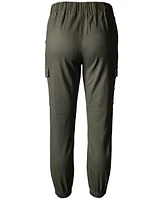 Tinseltown Juniors' High Waisted Pull On Utility Jogger Pants