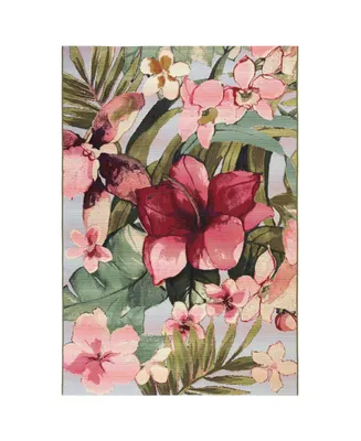 Liora Manne' Marina Tropical Floral Multi 6'6" x 9'4" Outdoor Area Rug