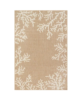 Liora Manne' Carmel Coral Border 3'3" x 4'11" Outdoor Area Rug