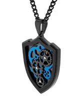 Macy's Men's Gear and Shield Pendant Necklace in Two-Tone Stainless Steel