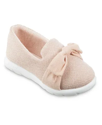 Isotoner Signature Women's Indoor/Outdoor Zenz Hatch Knit Closed-Back with Tie Slip-Ons