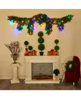 Nearly Natural Hanging Icicle Artificial Christmas Garland with 50 Led Lights, Berries and Pine Cones