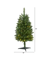 Nearly Natural Slim Mountain Pine Artificial Christmas Tree with Clear Led Lights