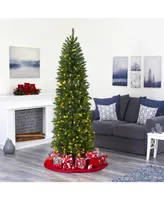 Nearly Natural Slim Mountain Pine Artificial Christmas Tree with 300 Clear Led Lights