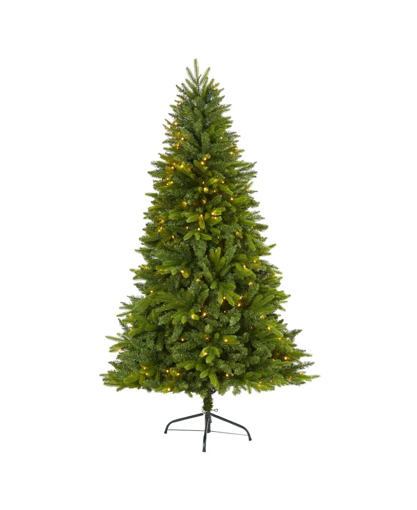 Nearly Natural Sun Valley Fir Artificial Christmas Tree with 300 Clear Led Lights