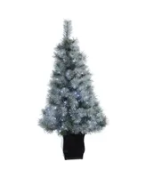 Nearly Natural Snowy Mountain Pine Artificial Christmas Tree with 150 Led Lights and Decorative Planter