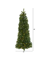 Nearly Natural Flat Back Wall Hanging Artificial Christmas Tree with 50 Clear Led Lights