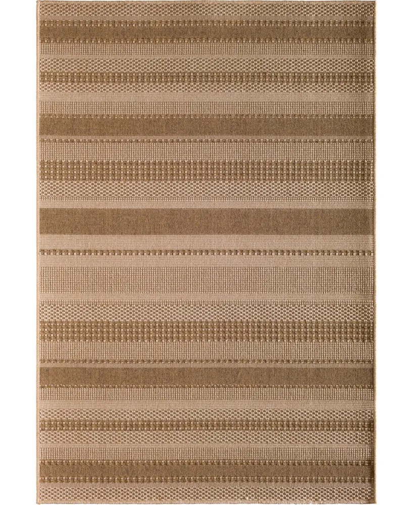 Portland Textiles Napoli Large Stripe Brown 6'7" x 9'6" Outdoor Area Rug