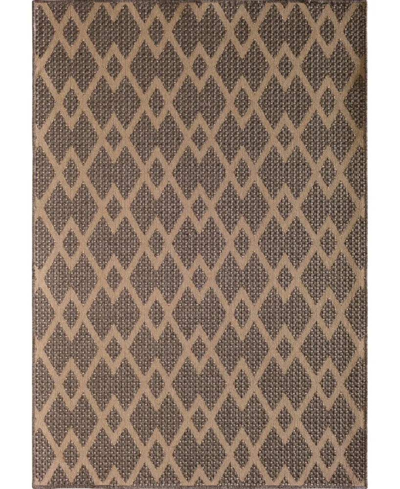 Portland Textiles Napoli Chevron Tan 6'7" x 9'6" Outdoor Area Rug