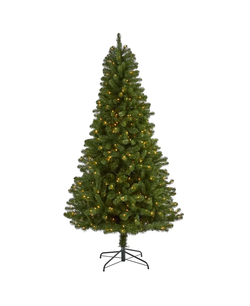 Nearly Natural Virginia Fir Artificial Christmas Tree with Clear Lights and Bendable Branches