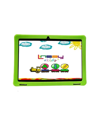 Linsay New 10.1" Funny Kids Wi-Fi Tablet Octa Core 128GB with Green Kids Defender Case Newest Android 13, Google Certified
