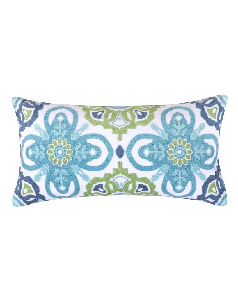 Levtex Cressida Crewel Stitched Medallion Decorative Pillow, 12" x 24"