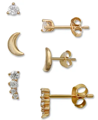 Giani Bernini 3-Pc. Set Cubic Zirconia Stud & Crawler Earrings in 18k Gold-Plated Sterling Silver, Created for Macy's