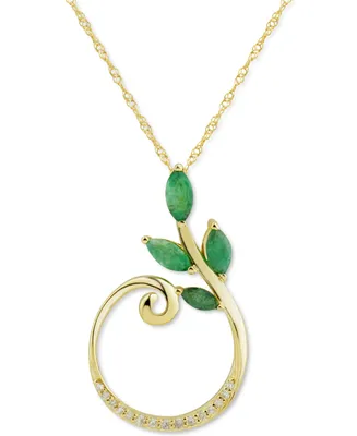Emerald (5/8 ct. t.w.) & Diamond (1/20 ct. t.w.) 18" Pendant Necklace in 14k Gold