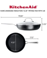 KitchenAid Hard-Anodized Induction Nonstick Frying Pan with Lid, 12.25", Matte Black