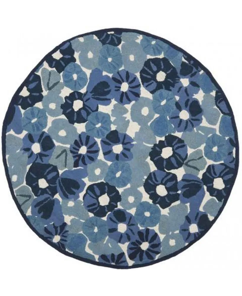 Martha Stewart Collection Poppy Field MSR3625A Azure 6' x 6' Round Area Rug