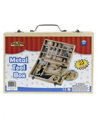 Homeware 16 Pieces Metal Tool Kit with Wood Box