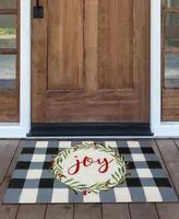 Elrene Holiday Joy Wreath with Plaid Coir Doormat