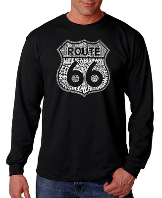 La Pop Art Men's Route 66 - Life is a Highway Word Long Sleeve T-shirt