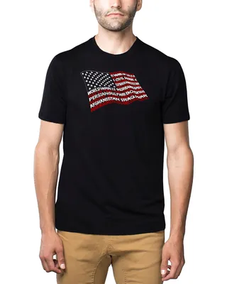 La Pop Art Men's Premium Word American Wars Tribute Flag T-shirt