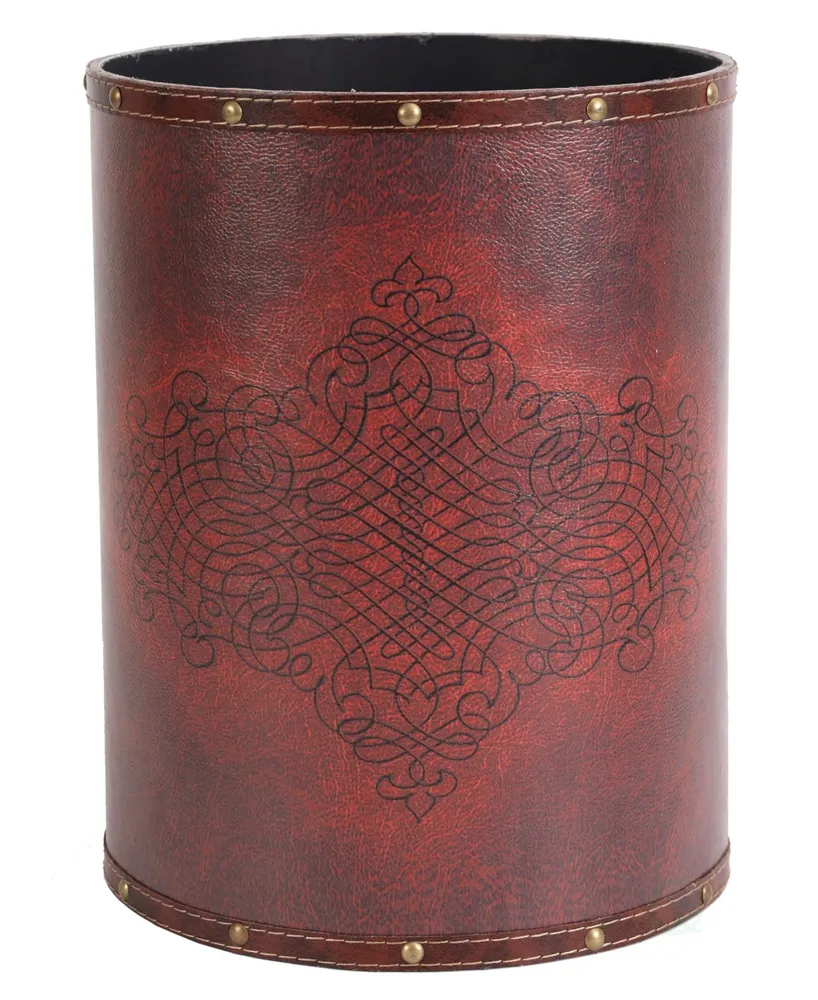 Vintiquewise Faux Leather Antique Design Waste Bin