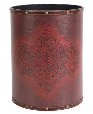 Vintiquewise Faux Leather Antique Design Waste Bin