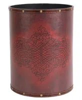 Vintiquewise Faux Leather Antique Design Waste Bin