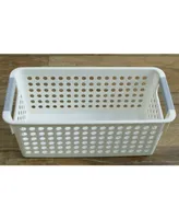 Vintiquewise Rectangular Plastic Shelf Organizer Basket with Handles