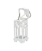 Glitzhome Set of 2 Wash White Farmhouse Wooden church window Frame Lanterns