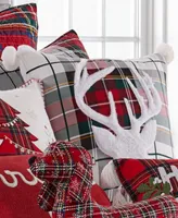 Levtex Spencer Red Plaid Faux Fur Deer Decorative Pillow, 18" x 18"