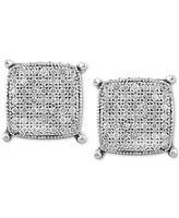 Men's Diamond Cushion Cluster Stud Earrings (1/4 ct. t.w.) in Sterling Silver