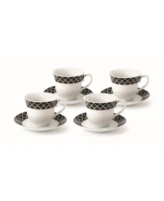 Lorren Home Trends 8 Piece 8oz Tea or Coffee Cup and Saucer Set