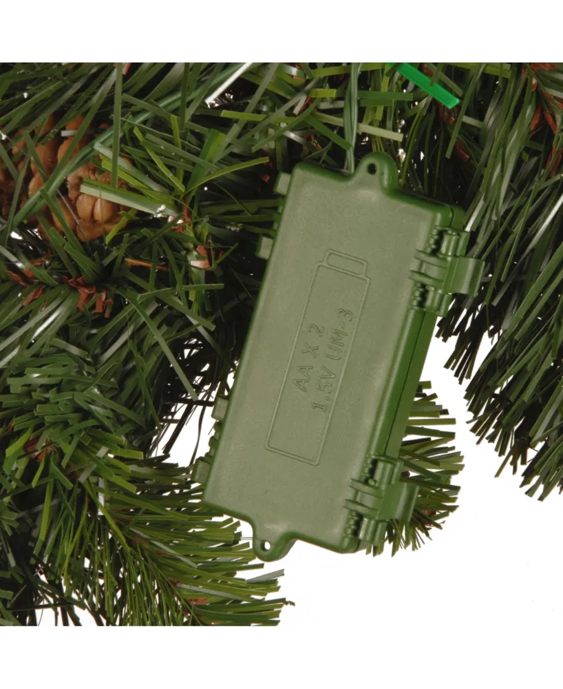 National Tree Company Wintry Pine R Mailbox Swag with Battery Operated Warm Led Lights