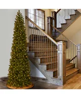 National Tree 12' Feel Real Downswept Douglas Fir Pencil Slim Tree with 850 Dual Color Led Lights & Caps