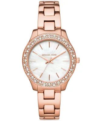 Michael Kors Women's Liliane Rose Gold-Tone Stainless Steel Bracelet Watch 36mm