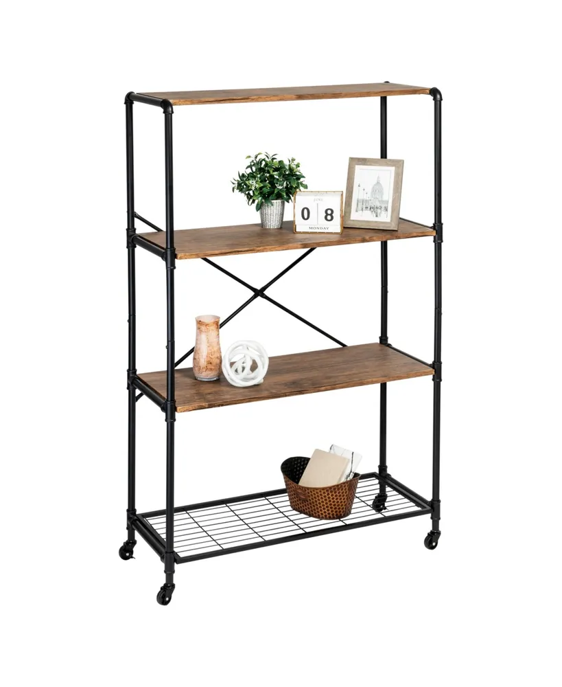 Honey Can Do 4-Tier Industrial Rolling Bookshelf