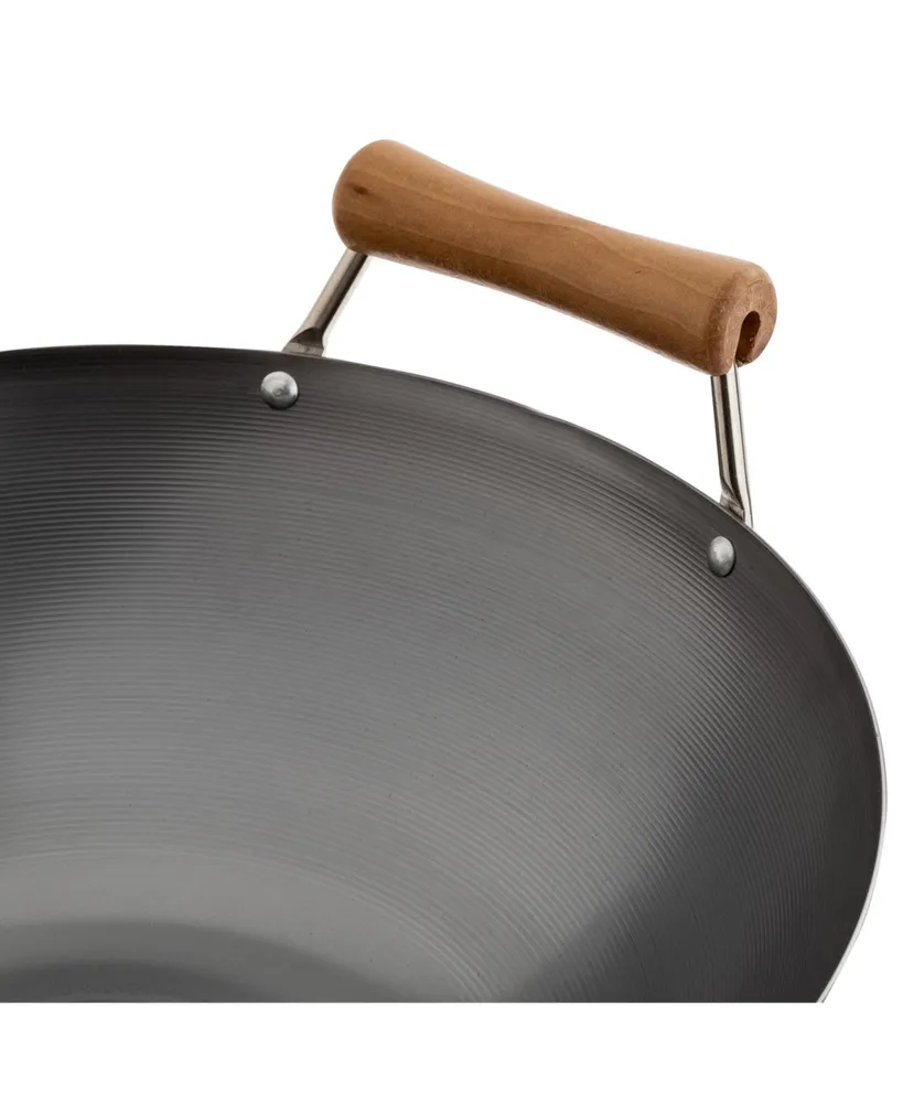 Joyce Chen Classic Series Uncoated Carbon Steel 4-Pc. Wok Set with Lid and Birch Handles
