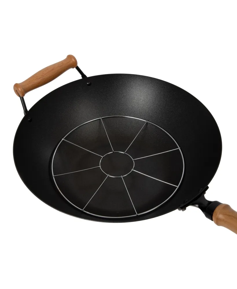 Joyce Chen Professional Series 14" Carbon Steel Nonstick Wok Set with Lid and Maple Handles, 10 Pieces