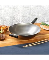 Joyce Chen Professional Series 14" Carbon Steel Wok with Phenolic Handles - Silver