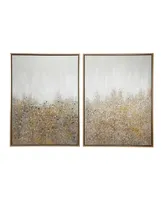 Multimedia and Abstract Art Paintings with Glitter, Set of 2 - Gold