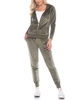 White Mark Women's Velour Tracksuit Loungewear 2pc Set