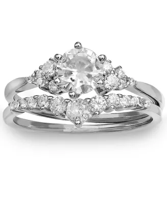 Giani Bernini 2-Pc. Set Cubic Zirconia Ring & Matching Band Sterling Silver, Created for Macy's