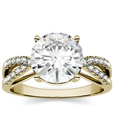 Moissanite Split Shank Ring 2-9/10 ct. t.w. Diamond Equivalent in 14k White Gold or 14k Yellow Gold