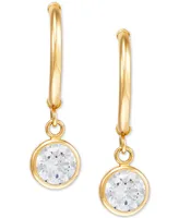 Cubic Zirconia Half Hoop Dangle Drop Earrings in 14k Gold