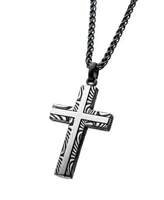 Men's Stainless Steel Damascus Cross Pendant