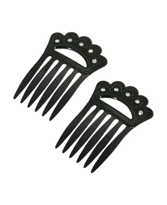 Women's Plastic with Clear Crystal Double Hair Comb