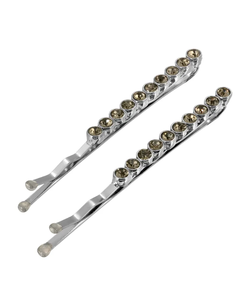 Women's Silver-Tone Crystal Bobby Pins Set, 2 Piece