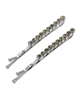 Women's Silver-Tone Crystal Bobby Pins Set, 2 Piece